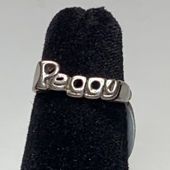 Sterling Silver Peggy Personalized Name Ring, Size 6 - Picture 1 of 10